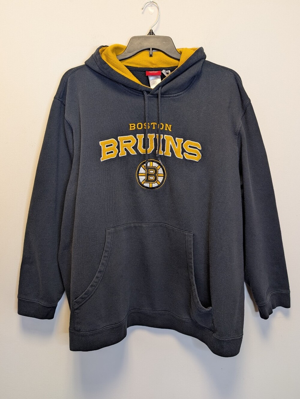 Reebok Boston Bruins NHL Hoodie Sweatshirt Black Gold Waffle Lined 3XL